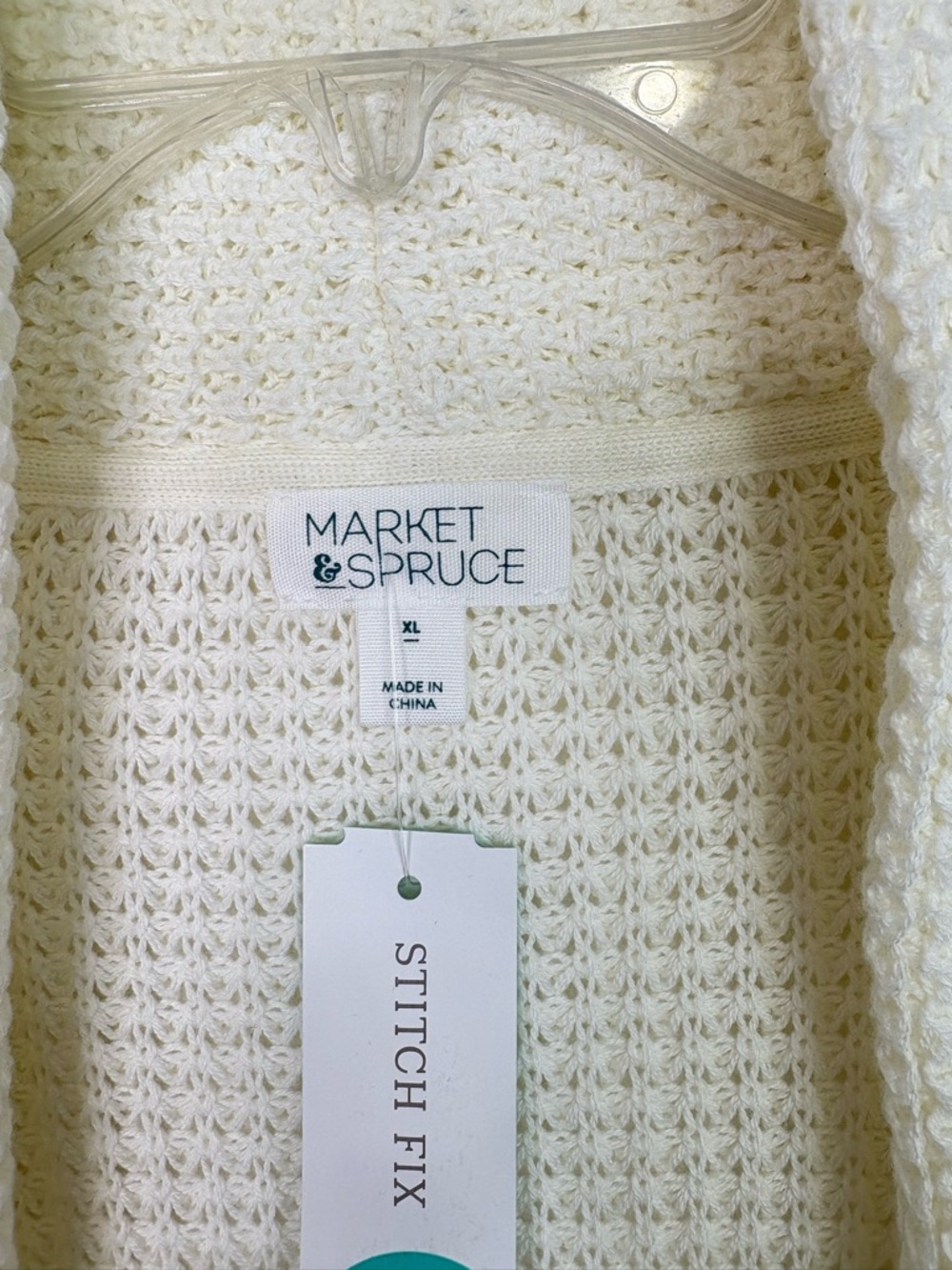 Market & Spruce Tabatha Waffle Knit Cotton Blend Cocoon Cardigan, XL Off white - Picture 11 of 13